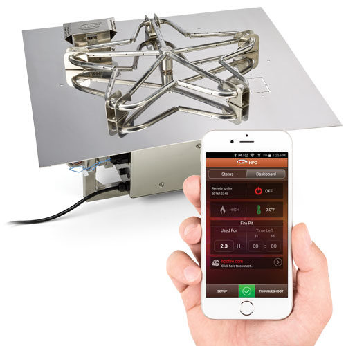 Square Electronic Ignition Fire Pit Insert with App