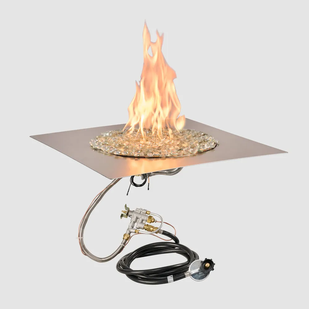 Crystal Fire Plus Square Gas Burner Insert and Plate Kit