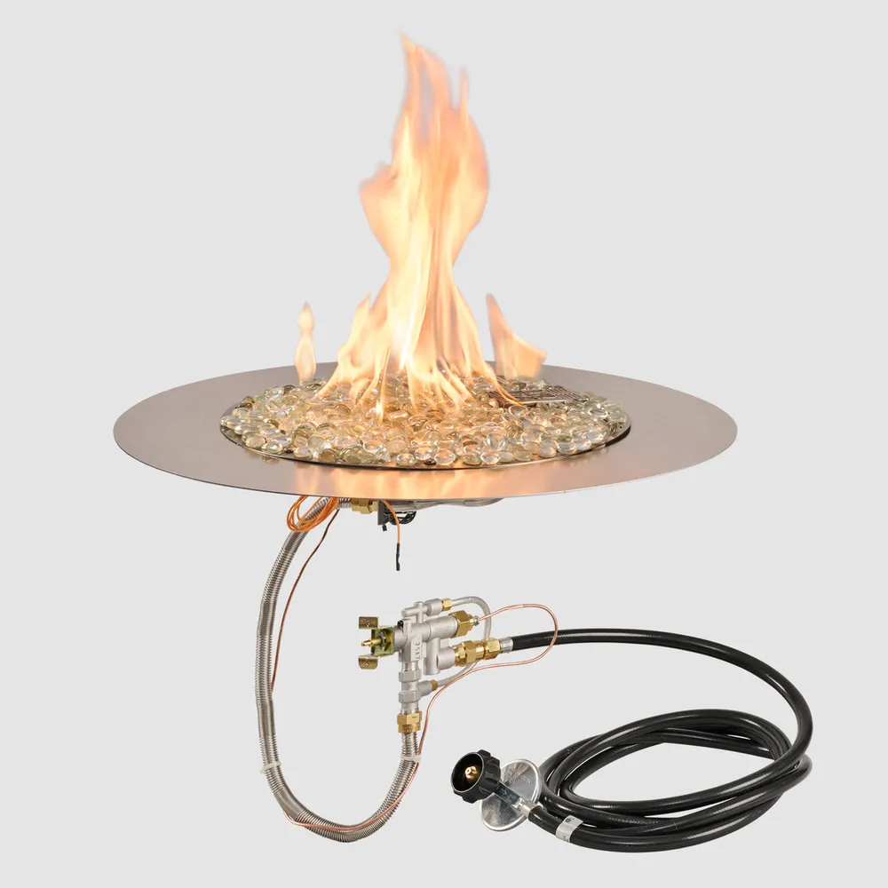 Crystal Fire Plus Round Gas Burner Insert and Plate Kit