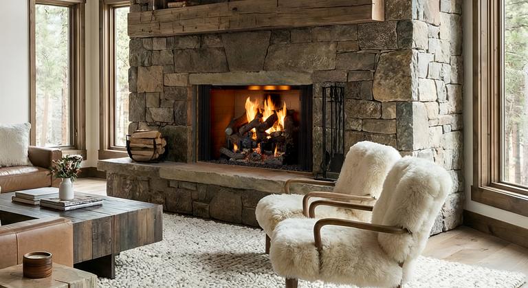 Open hearth fireplace