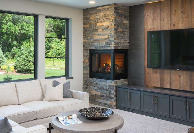 Corner Two-Sided Fireplace