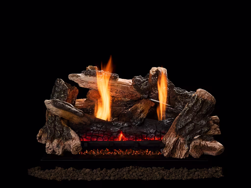 Monessen Charisma log set burning on a Glow Getter burner
