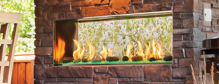 Lanai Double-Sided Outdoor Linear Gas Fireplace